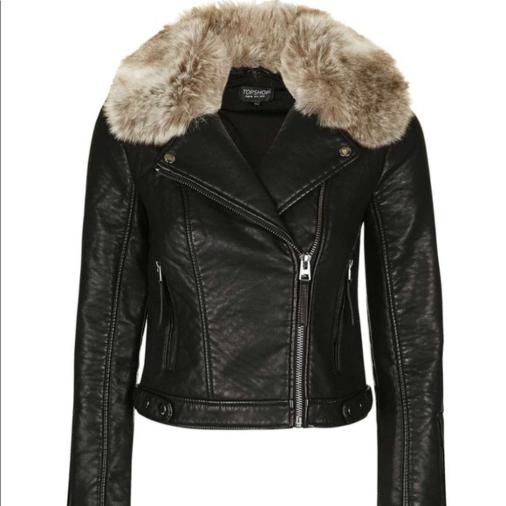 Topshop faux leather biker jacket
